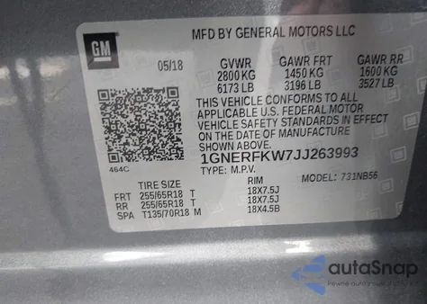 2018 Chevrolet Traverse Ls from USA, damaged, VIN 1GNERFKW7JJ263993